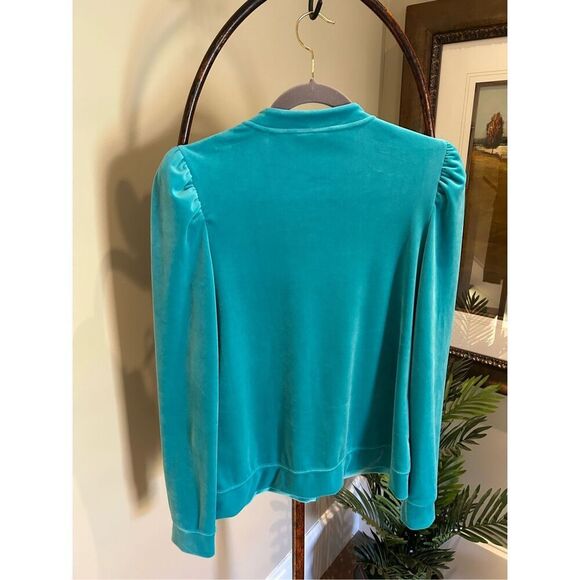LILLY PULITZER Teal Velour Zip Up Jacket S - Picture 7 of 10